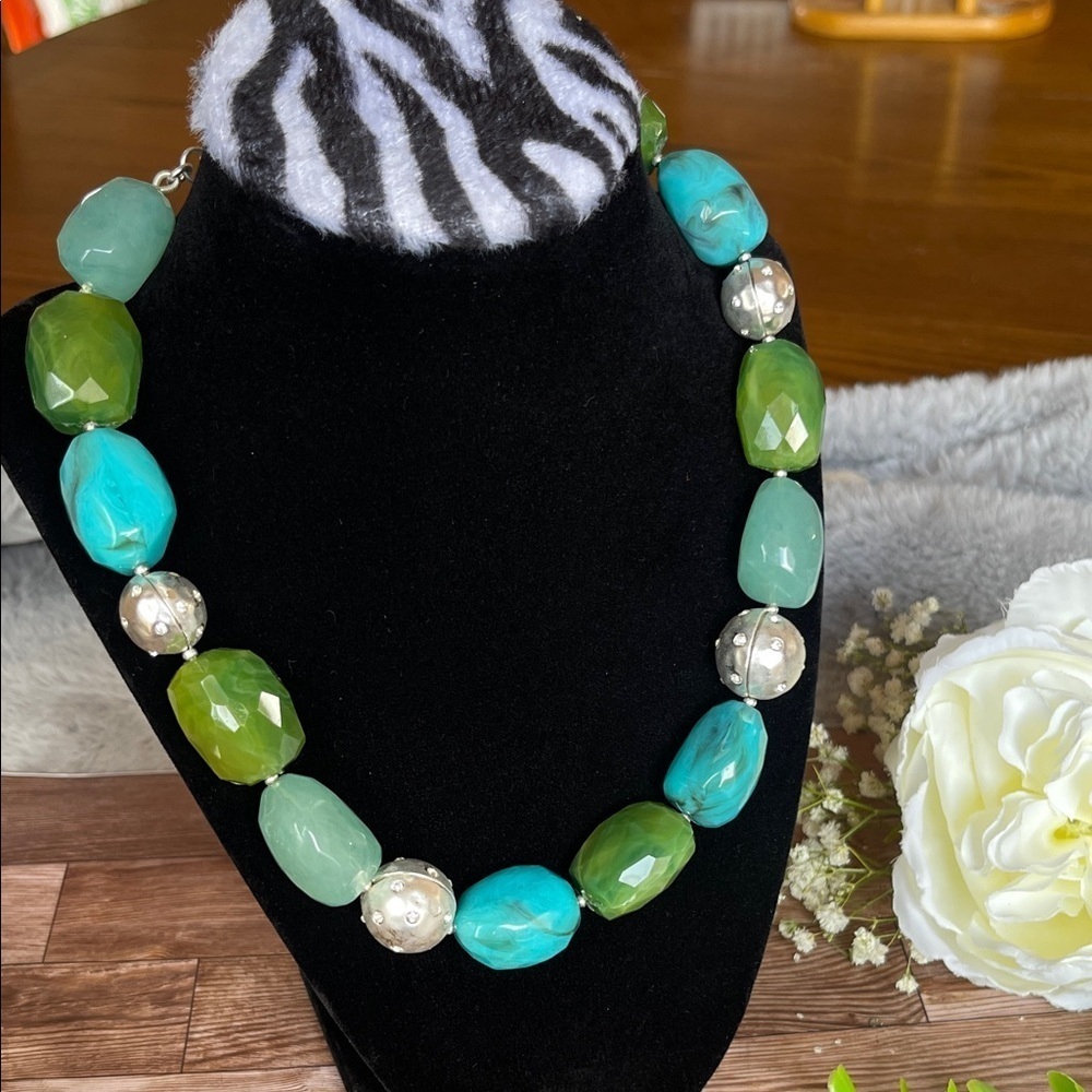 Jones New York Turquoise and Lime Necklace